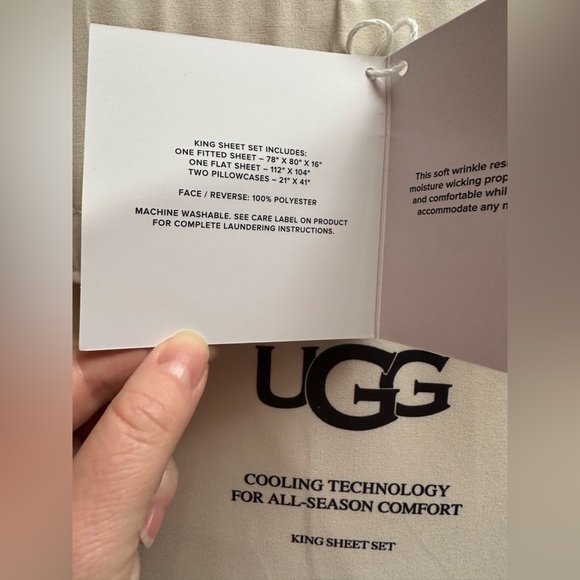 NWT UGG $130 King Sheet Set plus 2 pillow cases Cooling Tehnologie all seasons! - Picture 7 of 9